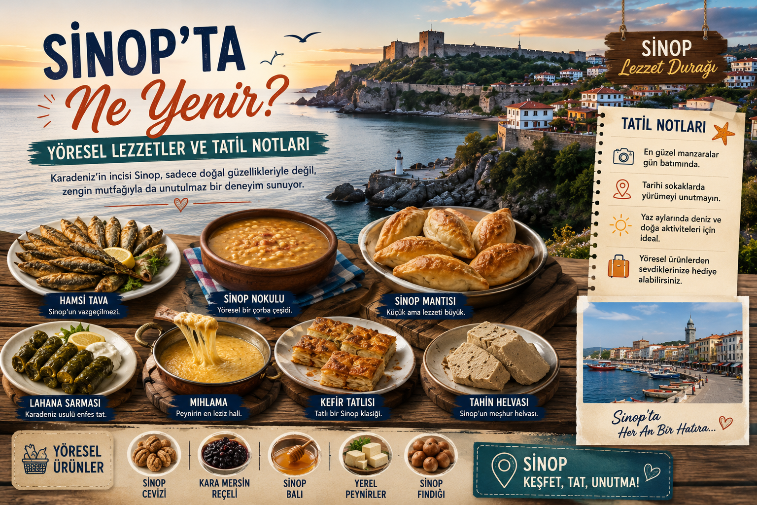 Sinop tatili ve bungalovda kahvaltı atmosferi